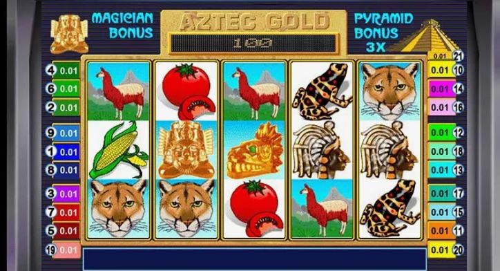 Классический игровой автомат Aztec Gold с золотым оформлением