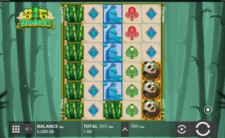Игровой автомат Big Bamboo от Push Gaming — экран с символами панды и бамбука
