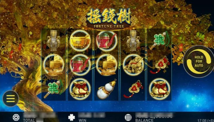 Игровое поле Fortune Tree от Gameplay с азиатскими символами, Wild и Scatter на сетке 5×3