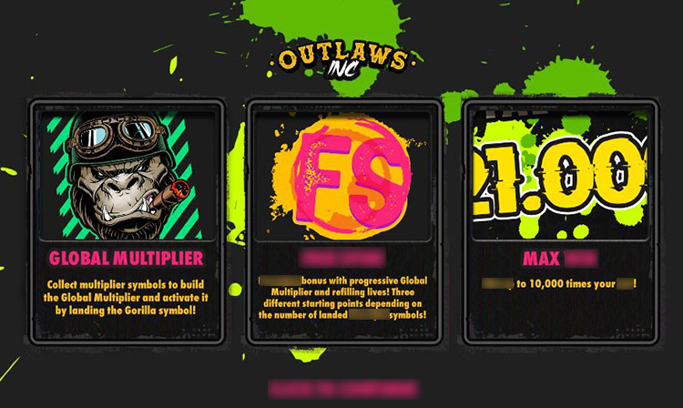 Интерфейс слота Outlaws Inc с барабанами и символами уличной банды на фоне ночного города