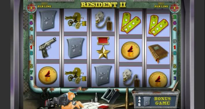Игровое поле Resident 3D с пятью барабанами и криминальной тематикой